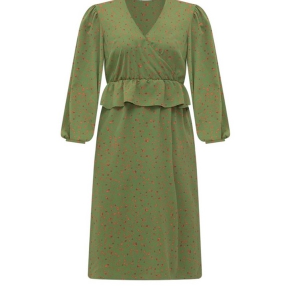 Eloquii Elements green patterned peplum dress Sz 18 new - Picture 3 of 6